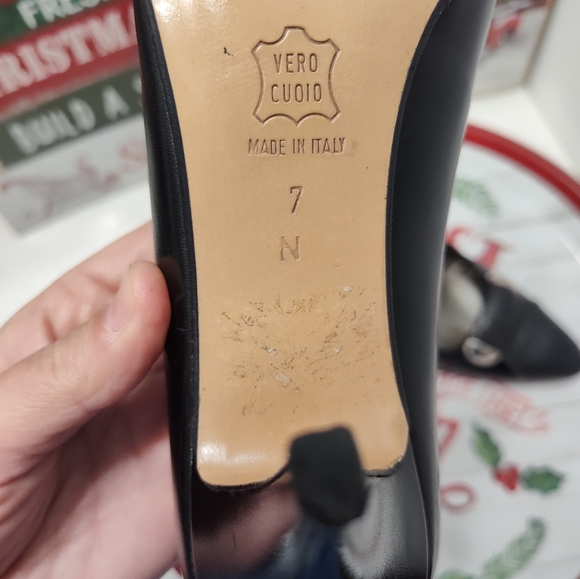 🖤 Vintage 80's Bally Switzerland Lamb Leather Kitten Heel Pumps, Black, 7N - Picture 10 of 16